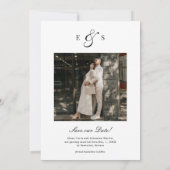 Klassiek Elegant Schrift Monogram Twee Zijdige Fot Save The Date (Achterkant)
