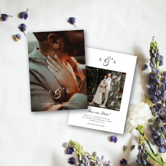 Klassiek Elegant Schrift Monogram Twee Zijdige Fot Save The Date