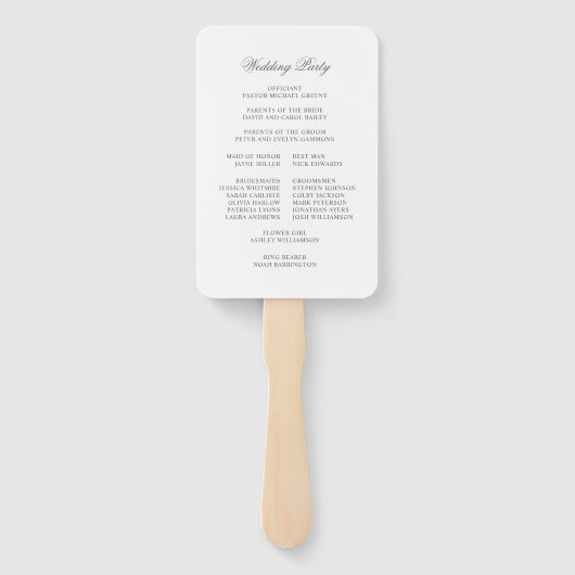 Klassiek Elegant Script Bloeit Bruiloft Hand Fan Handwaaier (Achterkant)