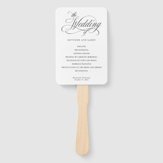 Klassiek Elegant Script bloeit bruiloft Handwaaier (Voorkant)