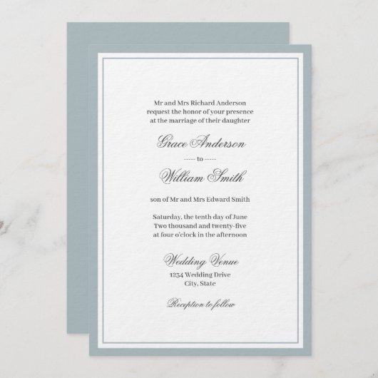 Klassiek Elegant Script - bruid bruiloft uitnodigi Kaart (Voorkant / Achterkant)