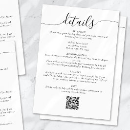 Klassiek Elegant Script Eenvoudige bruiloft Detail Informatiekaartje
