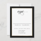 Klassiek Elegant Script Zwart en Goud Bruiloft RSVP Kaartje (Voorkant)