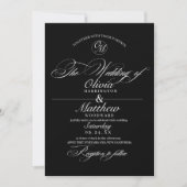 Klassiek Elegant Script Zwart-wit bruiloft Kaart (Voorkant)