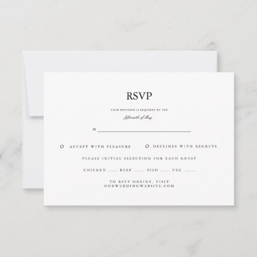 Klassiek Elegant Script Zwart Wit Trouwen RSVP (Voorkant)