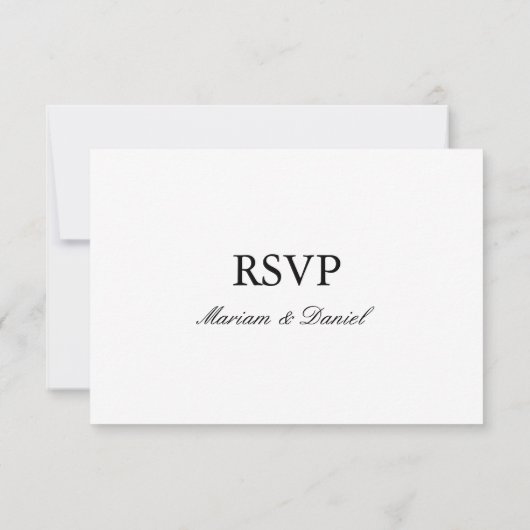 Klassiek Elegant Script Zwart Wit Trouwen RSVP (Achterkant)