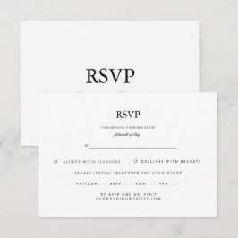 Klassiek Elegant Script Zwart Wit Trouwen RSVP Kaartje