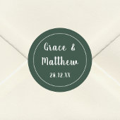 Klassiek Elegant Smaragdgroen Trouwfavoriet Ronde Sticker