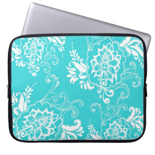 Klassiek, elegant, stijlvol. girly aqua blauw bloe laptop sleeve
