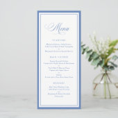 Klassiek Elegant Stofblauw Frame Trouwmenu Menu (Staand voorkant)