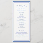 Klassiek Elegant Stofblauw Lijst Huwelijksprogramm Programmakaart (Achterkant)