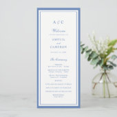 Klassiek Elegant Stofblauw Lijst Huwelijksprogramm Programmakaart (Staand voorkant)