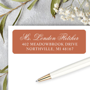 Klassiek Elegant Terracotta Wedding Return Address Etiket