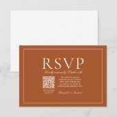 Klassiek Elegant verbrand Oranje script QR-code RSVP Kaartje (Voorkant / Achterkant)