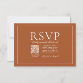 Klassiek Elegant verbrand Oranje script QR-code RSVP Kaartje