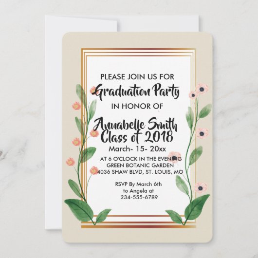 Klassiek & Elegant verfijnd Afstuderen Kaart (Voorkant)