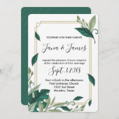 Klassiek & Elegant Verfijnd Groen Verlof Huwelijk Kaart (Voorkant / Achterkant)
