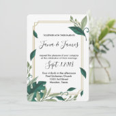 Klassiek & Elegant Verfijnd Groen Verlof Huwelijk Kaart (Staand voorkant)