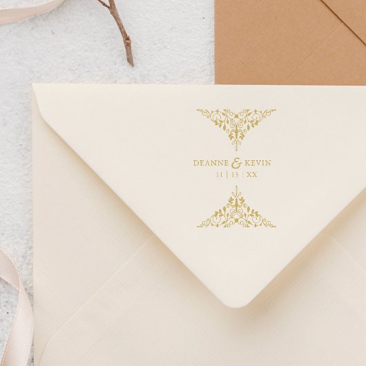 Klassiek Elegant Verfijnd Huwelijksornament Rubberstempel