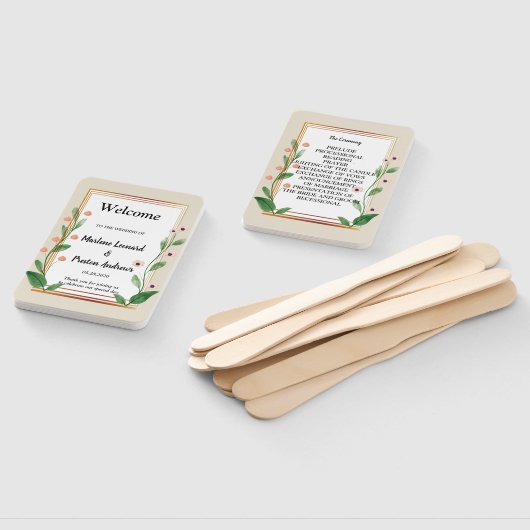 Klassiek & Elegant Verfijnd Huwelijksprogramma Handwaaier (Niet-gemonteerd)