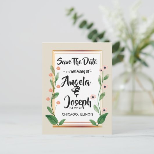 Klassiek & Elegant Verfijnd Sla de Datum op Aankondigingskaart (Staand voorkant)