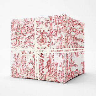 Klassiek Elegant Vintage Rood Frans Land Toile Cadeaupapier