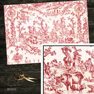 Klassiek Elegant Vintage Rood Frans Land Toile Tissuepapier