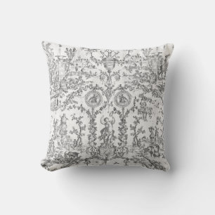 Klassiek Elegant Vintage Zwart Wit Land Toile Kussen
