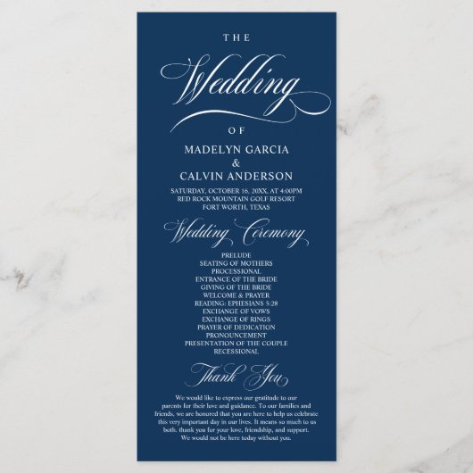 Klassiek Elegant Wedding Foldable-programma Programmakaart (Voorkant)