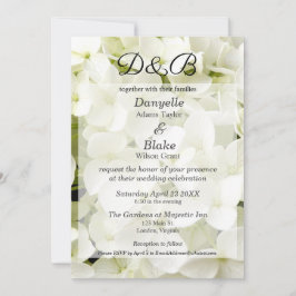 Klassiek Elegant Wit Hydrangea Monogram Kaart