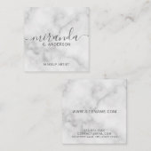 Klassiek elegant wit marmer modern script vierkante visitekaartje (Voorkant / Achterkant)