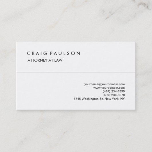 Klassiek Elegant Wit Professional Visitekaartje (Voorkant)