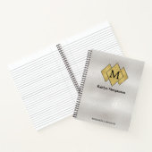 Klassiek Elegant Witte Leren Monogram Geborduurd Notitieboek (Binnen)