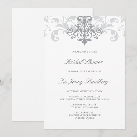 Klassiek & Elegant Zilveren Ironwork Vrijgezellenf Kaart (Voorkant / Achterkant)