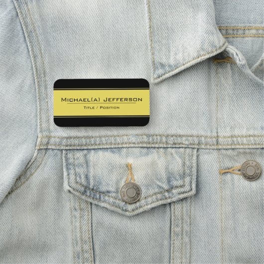 Klassiek Elegant zwart en geel: modern & uniek Naamplaatje (In situ)