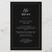 Klassiek Elegant Zwart en Wit Trouwmenu (Voorkant)