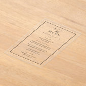 Klassiek Elegant Zwart Trouwmenu Acryl Uitnodigingen (Laagn)