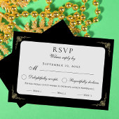 Klassiek Elegant Zwart Wit Beige Keuze Menu RSVP