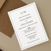 Klassiek Elegant zwart-wit minimalistisch monogram Kaart