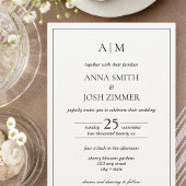 Klassiek Elegant zwart-wit minimalistisch monogram Kaart