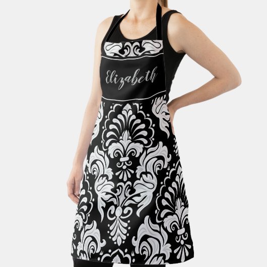 Klassiek elegant zwart-wit ontwerppatroon schort (Insitu)