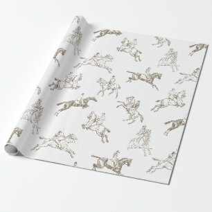 Klassiek elegante beige toile paardrijden land cadeaupapier
