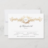Klassiek elegante gouden botanische krans bruiloft RSVP kaartje (Voorkant)