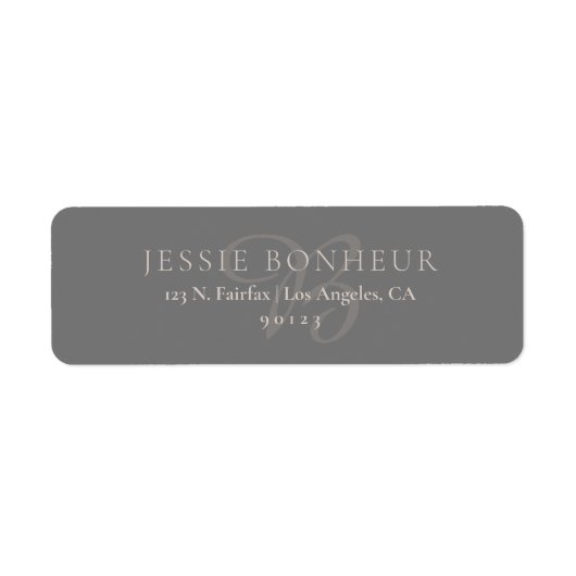 Klassiek Elegante Neutralen & Grijs Retouradres Etiket (Voorkant)