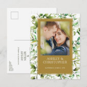 Klassiek Elegante Rustieke Bloemen Border Wedding Aankondigingskaart (Voorkant / Achterkant)