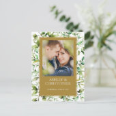 Klassiek Elegante Rustieke Bloemen Border Wedding Aankondigingskaart (Staand voorkant)