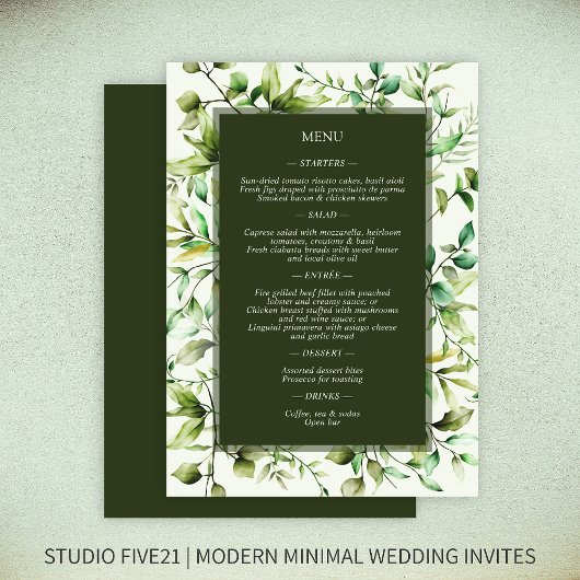 Klassiek Elegante Rustieke Bloemen Border Wedding Menu