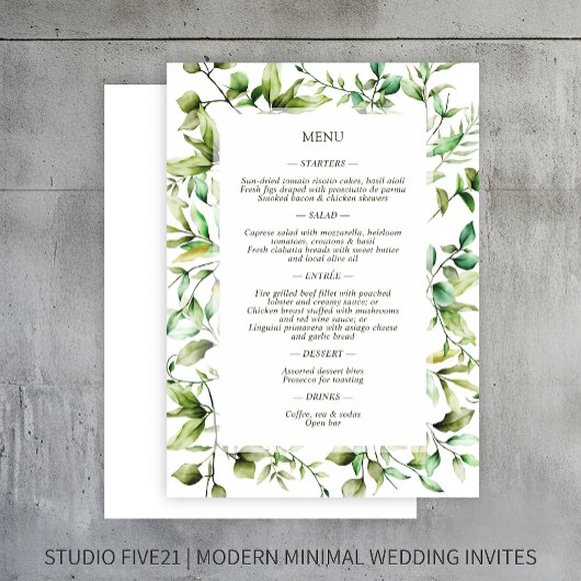 Klassiek Elegante Rustieke Bloemen Border Wedding Menu