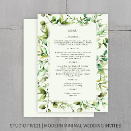 Klassiek Elegante Rustieke Bloemen Border Wedding Menu