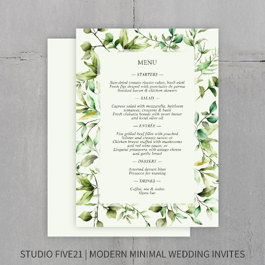 Klassiek Elegante Rustieke Bloemen Border Wedding Menu